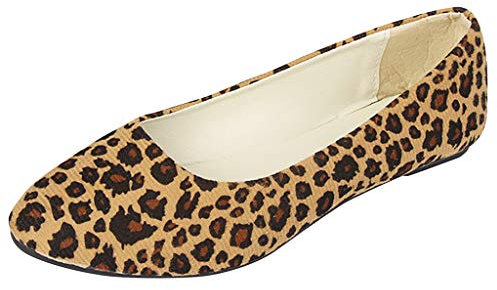 CHAOEN Womens Ballet Flats, Ladies Suede Ballet Dolly Pumps Women Classic Plain Ballerina Flats Girls School Casual Slip On Ballerinas Office Shoes Brown