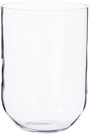 LOLAhome Jarrón cilíndrico de Cristal Transparente de Ø 17x25 cm