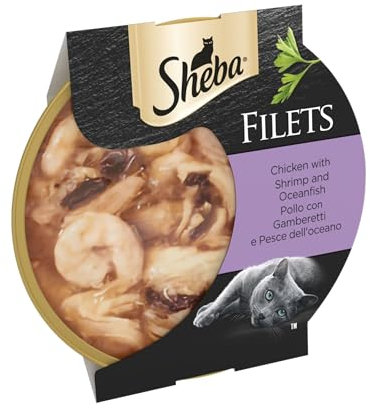 SHEBA® Filets Pollo, Gamberetti e Pesce: 32 vaschette da 60g