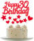 Personalised Happy 30th Birthday Cake Toppers Red Cake Decorations for Women,Her,Lady 30th Birthday Cake Cupcake Topper, Glitter Cakes Banner Decoration for 30 Birthday Anniversary Party Supplies
