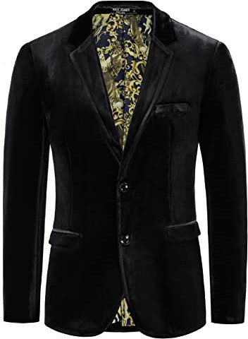 Costumes & Veste de Noël pour Hommes - Smoking 2 Boutons en Velours Noir XL