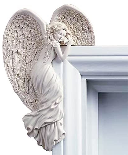 Angel Door Frame Decor Statue Angel Wings Sculpture Angel In Your Corner Left or Right Resin Angel Figurine Wall Decor Vintage Angel Artist Crafts Ornament for Home Living Room Office Decorations