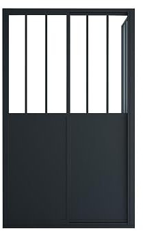 Vente-unique - Duschtrennwand mit Schiebetür - Industrial Style - 120 x 80 x 195 cm - Schwarz matt - URBANIK