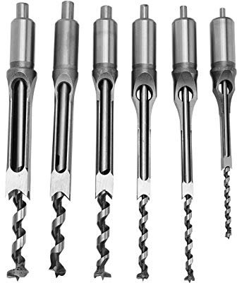 Juego de 6 Brocas para Agujeros Cuadrados en Madera, Sierra de Carpintería DIY, 6,4 mm, 8 mm, 9,5 mm, 12,7 mm, 14 mm, 16 mm