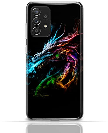 Handyhülle für Samsung Galaxy A04s Hülle aus Silikon/TPU für die Rückseite mit Motiv 3527 bunter Drache Rauch Schwarz