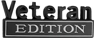 CGEAMDY Veteran Edition Emblem Aufkleber 3D Auto Aufklebers, 3D Metall Auto Aufkleber Chrom Aufklebers Emblem, Auto Aufkleber 3D Emblem Badge Abzeichen(Schwarz-Weiß)