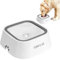 Gamelle d'eau pour chien avec disque flottant, 1,5 L, anti-débordement, anti-étouffement, sans déversement, pour chien, chat, chiot, chaton (blanc)