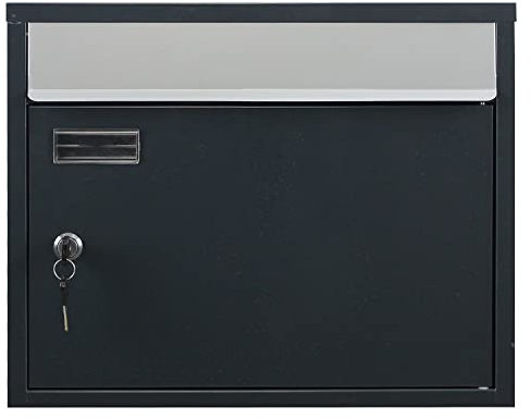 Wandbriefkasten Safepost 910 anthrazit-silber (RAL 7016 / RAL 9006) Aufputz-Briefkasten mit Namenschild