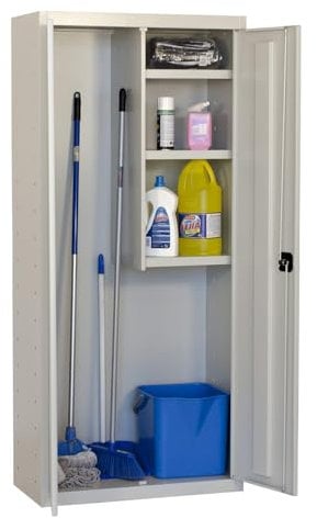 Simon Rack Armario Escobero Multiusos, 1800x800x400 mm, 2 Puertas, 3 Estantes, Gris - Simonlocker