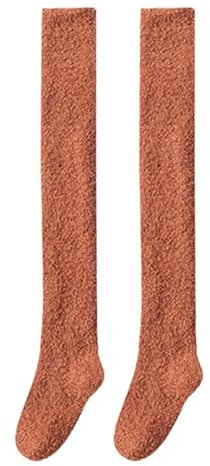 rockible Scaldamuscoli Calzini alti alla coscia Calzini per stivali Calze sopra i calzini al ginocchio per soggiorno, Rosso-arancio
