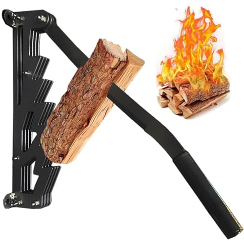 Holzspalter Manuell, Tragbarer Manueller Feuerholzschneider aus Kohlenstoffstahl,Holzspalter Manuell Wandhalterung Outdoor Home Camping Brennholz Breaker,Black
