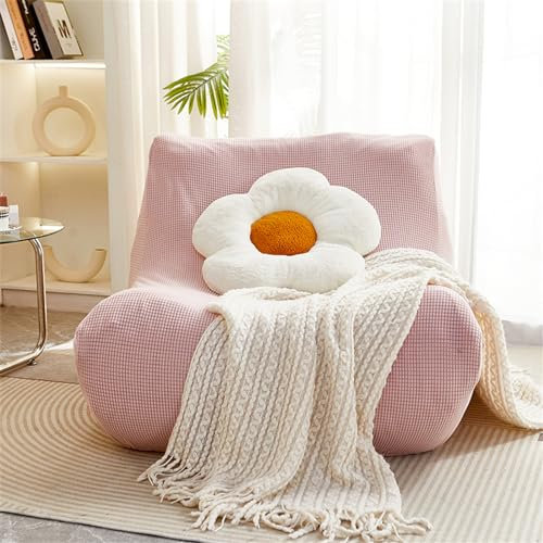 Mateju Stretch Lazy Sofabezug 1 Sitzer Sofabezug ohne Armlehnen Sofahusse Schonbezug Jacquard Einfarbig Weicher Sofa Überzug Sofaüberwurf Sofaschoner Hund Katze Sofaschutz (Rosa,1-Sitzer)