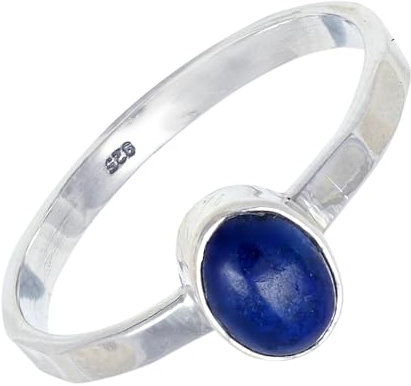 SILVERNROCK Lapislazuli Edelstein 925 Sterling Silber Bandring Herren- und Damenbandring Alle Größen Geschenkartikel Handgefertigter Schmuck ERG-108E_72 (22.9)