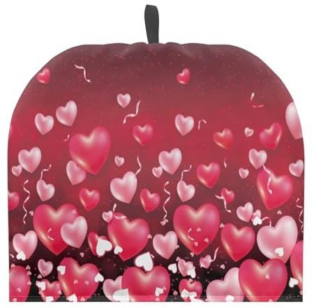 Suhoaziia Heart Balloon Tea Cozy for Teapot Valentine's Day Tea Cozy Teapot Protective Insulated Teapot Covers Keep Warm Decorative Tea Kettle Quilt for Kitchen Tea Party Restaurant