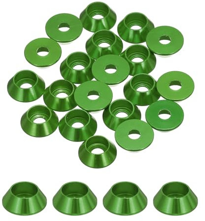 QUARKZMAN M3 Arandelas Cónicas Arandelas de Cabeza de Copa de Aluminio Anodizado para Tornillos Accesorios de Modelos RC/FPV/PC/Drones/Mecánicos Paquete de 20 Verde