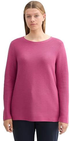 TOM TAILOR Damen Plussize Strickpullover aus Bio-Baumwolle, 16348 - Pink Velvet, 46