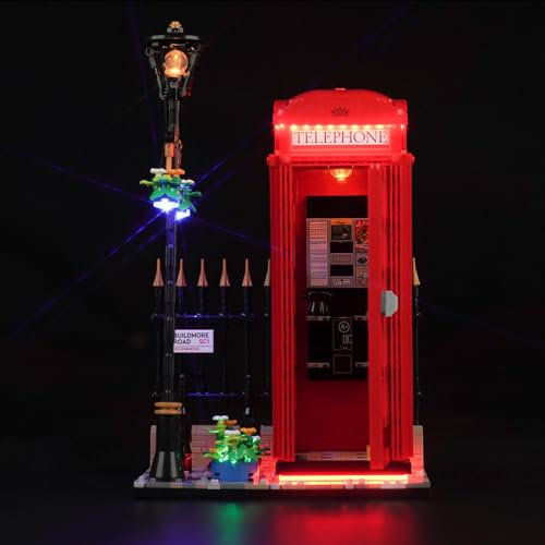 LocoLee Licht Kompatibel mit Lego Red London Telephone Box, Nur Lichter Set - Kein Modell, Licht BeleuchtungSet Compatible with Lego 21347 Red London Telephone Box
