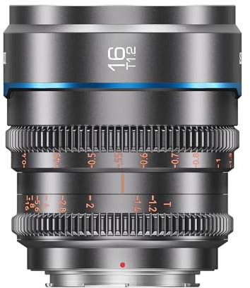 SIRUI Night Walker 16mm T1.2 S35 Obiettivo Cinematografico Grandangolare, Obiettivo con Messa a Fuoco Manuale ad Ampia Apertura (MS16E-G, Attacco E, Grigio Metallo)