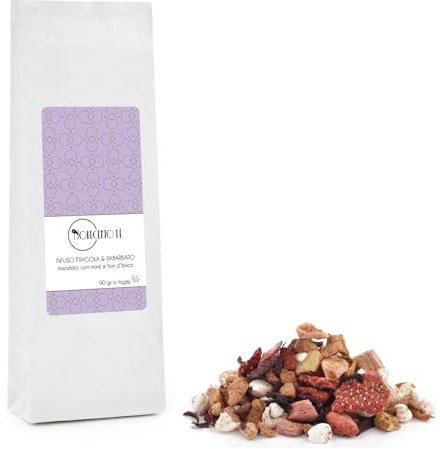 Novecento Tè® | Infuso Fragola e Rabarbaro in Foglie - 90 Gr | Tisana Fragola, Rabarbaro, Ibisco | Miscela Frutti Bosco con Rabarbaro Sfuso