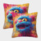 Buntes Krümelmonster Kuschelige Kissenbezug 2er Set Für Kinder - Art Animal Dekorative Bezüge Für Sofa - Mit Reißverschluss, Geeignet Für Jungen 40x40cm