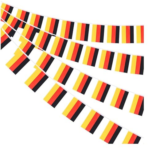 Fahnenkette Deutschland Flaggenkette 7m mit 25 Flaggen, Deutschland Fußball Fahnenkette, Flaggengröße 21x14cm, DIY Flaggen Girlande für Fan, Klub, Verein, Bars und Biergarten (5Pcs-35m)