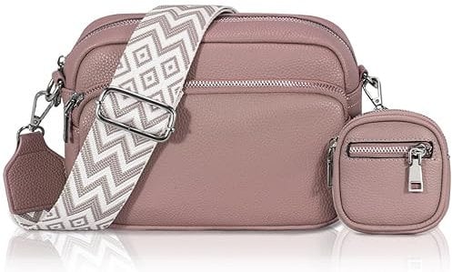 GASSDA Crossbody Bag Damen, Kleine Umhängetasche Damen Breiter Gurt PU Leder Handtasche mit Abnehmbarem Schultergurt