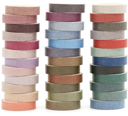 Songdao Washi Tape Set 36 Rouleaux Couleur unie Masking Tape Pastel Ruban Adhésif Décoratif, Japonais en Washi, Ruban Adhésif en Washi pour Journal, Ruban Adhésif Décoratif pour Artisanat (Winter)