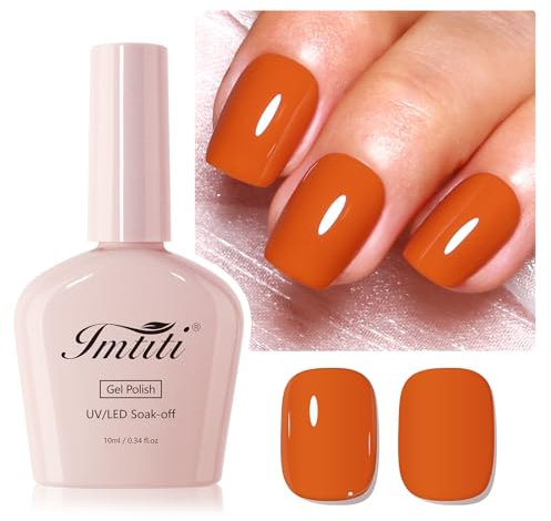 Imtiti Dark Pumpkin Gel Nail Polish, 1Pcs Orange Brown Gel Polish Soak Off UV LED Gel Polish, Long Lasting, Nail Art Manicure Salon DIY at Home for Autumn and Winter (0.34 Fl Oz)