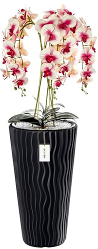 botle Künstliche Orchidee Kaskaden Blumenstrauß Creme und Rosa im Topf Anthrazit H 115 cm Heimbüro Dekoration, Kunstpflanze Orchidee, Kunstblume, Künstliche Orchidee im Topf