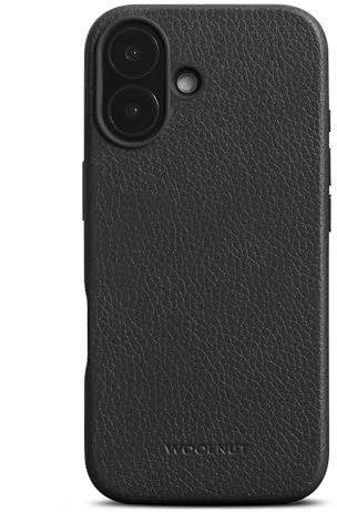 Housse Woolnut en Cuir Noir - Coque Luxe Scandinave Compatible MagSafe Mince Protection Appareil Photo Écran Boutons