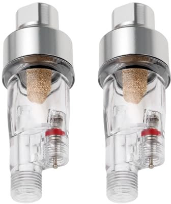 The Lord of the Tools 2PCS 1/8 Inch BSP Thread Mini Spray Gun Filter Air Compressor Water Oil Separator in-line Airbrush Spray for All 1/8in Bsp Threaded Airbrushes 63x22.5mm