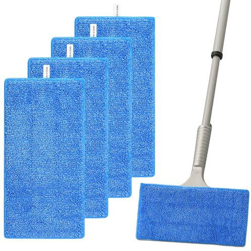 Aoyfuwell 4 Pcs For Flash Mop Refill Pads Compatible with Flash Powermop Pads, Reusable Microfibre Refills Fit for Swiffer Wet Jet Mop Head Replacement Pads for Floor Wet & Dry Cleaning