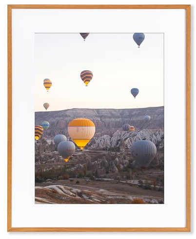 Marsmiles Holz-Bilderrahmen, 61 x 76 cm, aus Eiche Natur, Massivholz, Fotorahmen mit Echtglas, für Display-Bilder, 45,7 x 61 cm, mit Passepartout oder 61 x 76,2 cm ohne Passepartout, Teak, 1 Stück