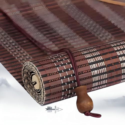 Eiauiuo Bambusrollo Bamboo Blinds Innen/Außen Jalousien Natur Bambusvorhang Raffrollo Garten Rollo 85% Schattierung Sonnenschutz Sichtschutz Balkon Küche Terrassen Trennwand Rollo(150x280cm)