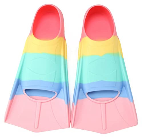 Azuunye Pinne da nuoto per bambini, pinne corte in 100% silicone, pinne corte per nuoto e piscina, per ragazze e ragazzi, piccole