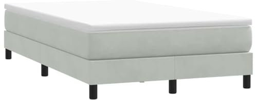 vidaXL Boxspringbett ohne Matratze Hellgrau 120x220 cm Samt, Bett, Bettgestell, Doppelbett, Schlafzimmermöbel, Bettrahmen, Samtbett, Polsterbett