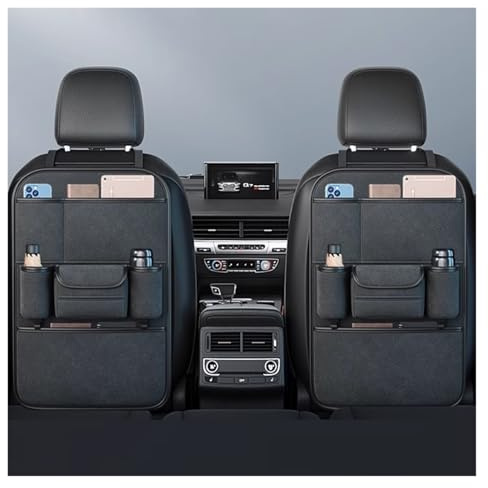 Auto Rücksitz Organizer FüR VW Multivan T6.1 2019-2025, Rückenlehnenschutz Organizer, Rücksitzschoner Kinder mit Tablet Fach, Auto Organizer Kinder Leicht Zu Reinigen(Quality black,Two Storage)