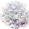 Flash piatti colorati, 20 g, 50 g, paillettes sfuse con cuori a forma di stella, paillettes decorative per fai da te, shaker card e scrapbooking, 1 confezione (mediumPurple,50