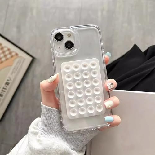 SSASMEU Custodia con ventosa 3D per iPhone 16, 15, 11, 12 Pro Max, XR X, XS, 7, 8 Plus, SE 2020, custodia trasparente per iPhone 14, 13 Pro, XS Max, bianco, per iPhone 15