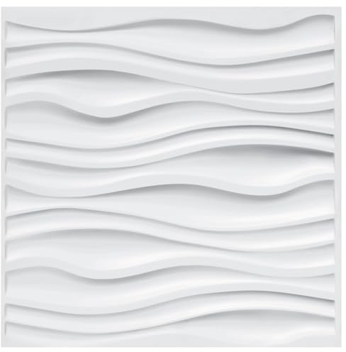 Eikuavons Panneaux muraux 3D, Panneaux de revêtement mural 3D, Panneaux muraux 3D, Plaques de décoration murale, Résistants à l'eau, Résistants à la chaleur, en PVC haute rigidité - 50 x 50 cm, Onde