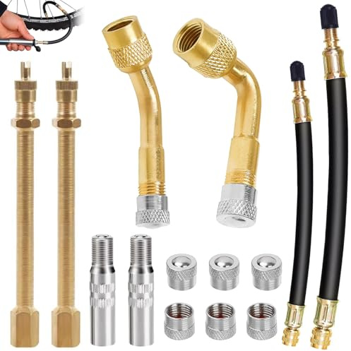 14 Stück Auto Reifen Ventilverlängerungen, Messing Autoventil Ventilverlängerung Flexible 13cm 100cm 18cm Gummi Reifen Ventil Kupfer Ventiladapter Reifen Verlängerung Adapter für Auto Motorrad Fahrrad