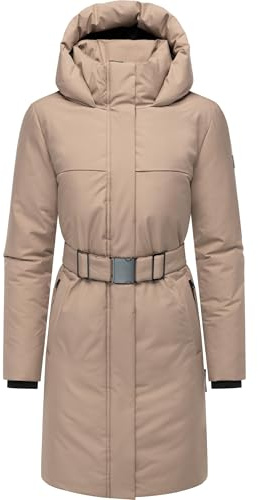 Navahoo Damen Wintermantel warmer Parka mit Gürtel und gefütterter Kapuze Gipfelspass XIV XS-5XL