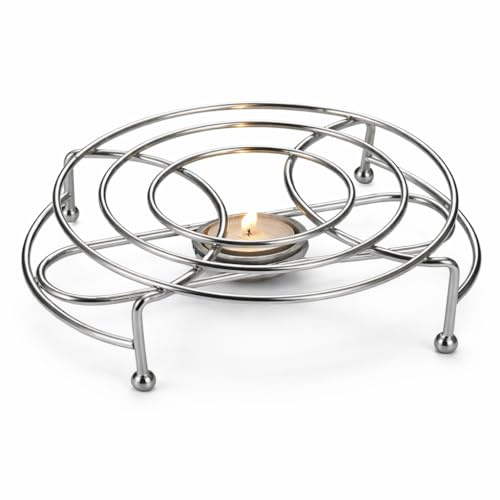 ROUND SINGLE FOOD WARMER CHROME TEA LIGHT CANDLES CHAFING DISH RACK STAND for Parties, Dining & Buffet Use (1 PACK)