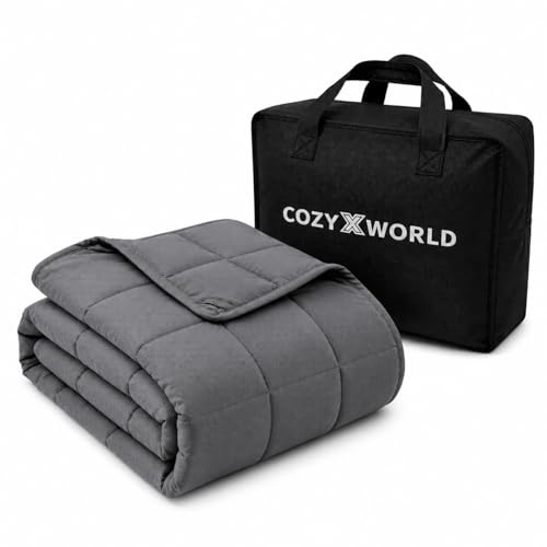 COZYXWORLD Gewichtsdecke Erwachsene 135x200 cm 7kg, Gewichtete Decke Grau | Weighted Blanket mit Glasperlen Entspannungsdecke Anti-Stress Therapiedecke Schwere Decke zum Schlafen Baumwollbezug Oeko-Tex