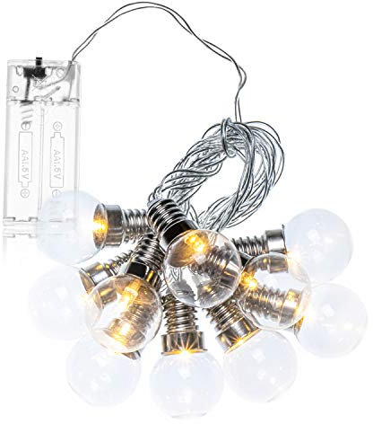 com-four® Lichterkette in Glühbirnenoptik mit 10 LEDs - dekorative Lichterkette im Vintage Stil für ein tolles Ambiente in der Wohnung (01 Stück - Lichterkette Glühbirne)