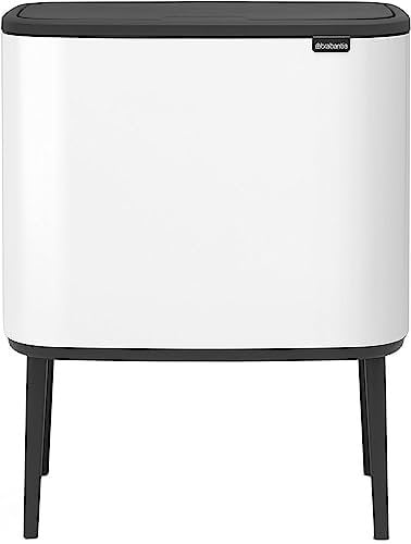 Brabantia Bo Touch Bin Cubo de Basura, 3 x 11 L, Acero Inoxidable, Blanco, 3 x 11 litros