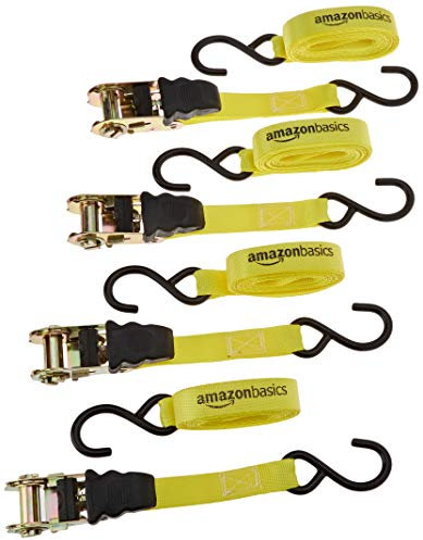 Amazon Basics Cinghie a cricchetto, confezione da 4, 4.5 m x 2.5 cm
