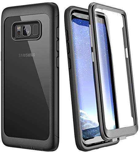 WE LOVE CASE Schutzhülle für Samsung Galaxy S8, 360-Grad-Schutzhülle, stoßfest, mit integriertem Displayschutz und transparenter Rückseite, für Samsung Galaxy S8, Schwarz