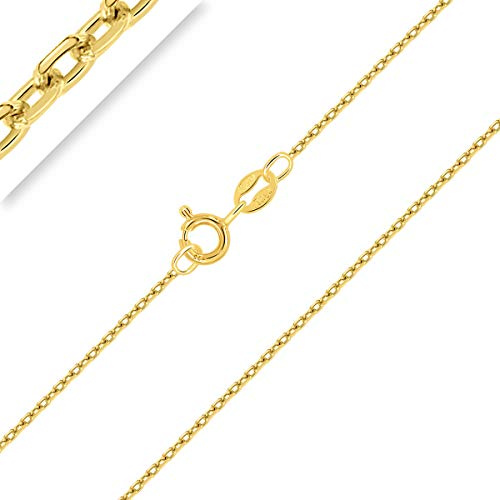 PLANETYS - Kinder und Baby AnkerKette Diamantiert 925 Sterling Silber 18K Vergoldet Kette - Halskette - 1 mm Breite Verschiedene Längen: 32-34-36-38-40 cm