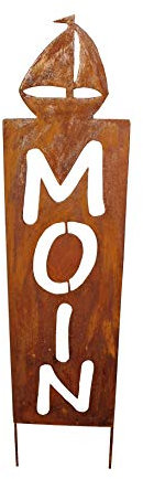 Küstenambiente Maritime Gartendeko Edelrost Beetstecker Moin Boot Gartenstecker Stele 115 cm